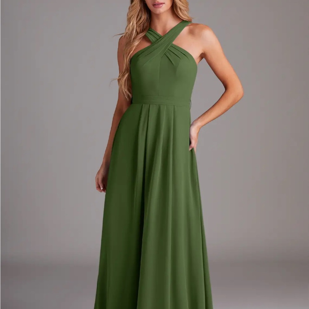 Azazie Dixie Olive Green Maxi Dress